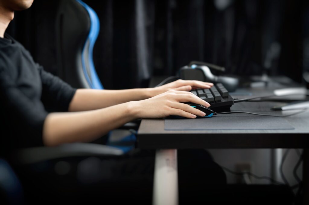 A man playing a computer game.
